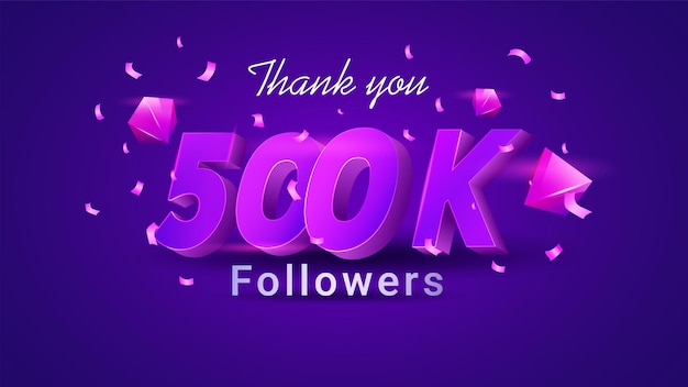 Vector social media thank you followers design template thank you 500k followers achievement social media