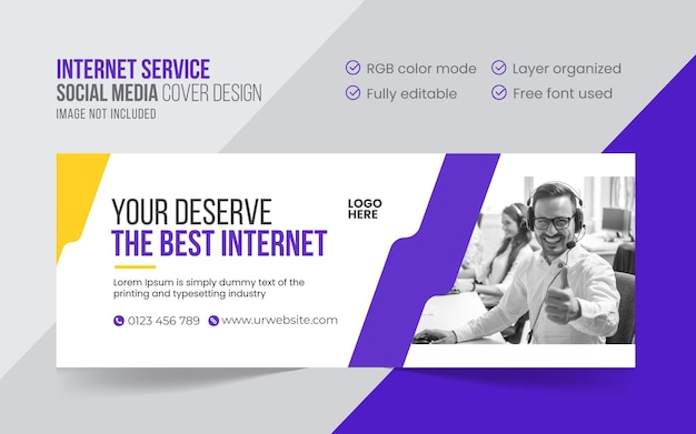 Social media timeline cover or web banner design template for internet service provider