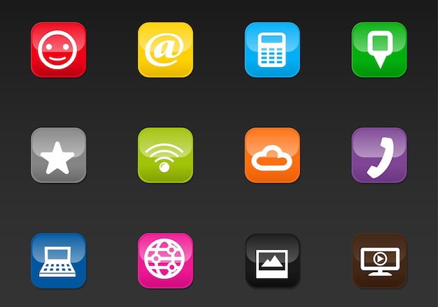 Social media vector icons for user interface design