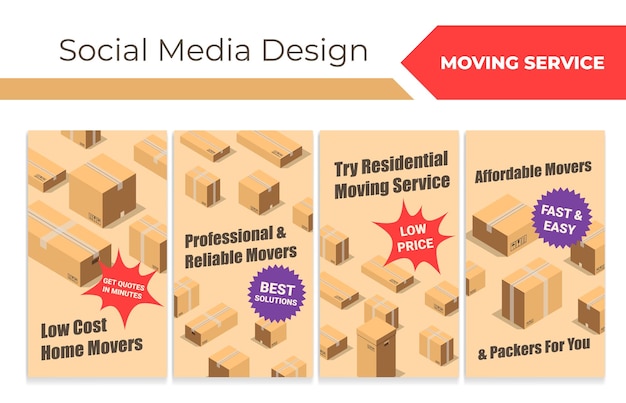 Social media web page set with moving service offer