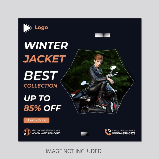 Social media winter sale banner poster template