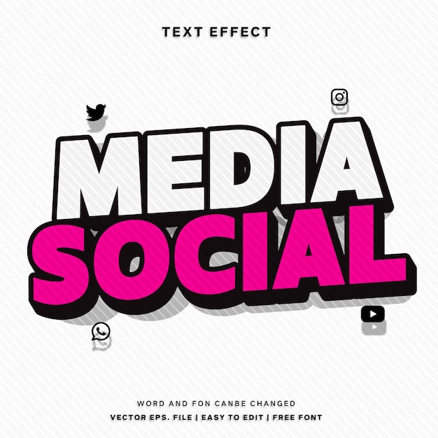 Social Media Word Text Effect Style Premium Vector