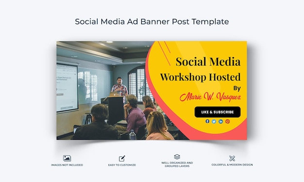 Social Media Workshop social media Facebook Ad banner Post template premium vector