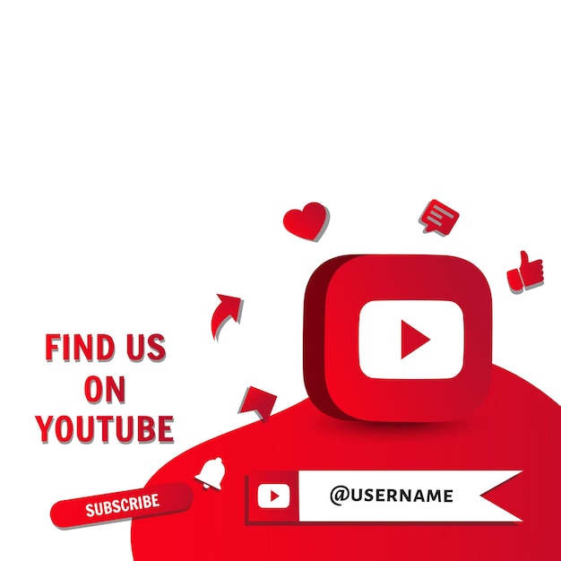 Social media YouTube poster with icons around in vector illustration