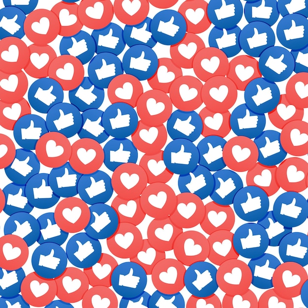 Social network marketing like and heart icon. Application social media background advertising.