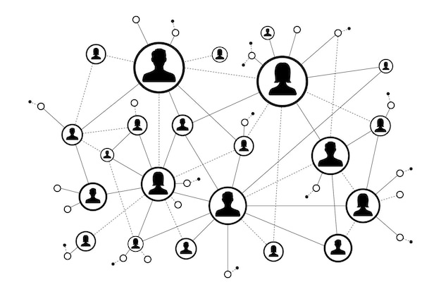 Social network scheme concept People icons connected to each other