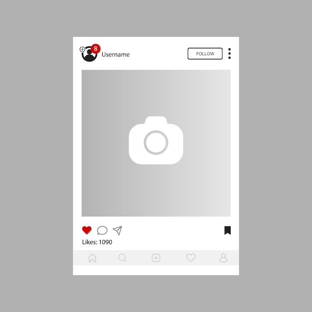 social networks. Interface template for mobile app. Flat design photo or video frame frame  illustration.