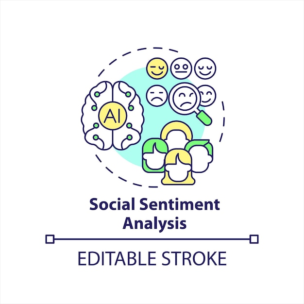 Social sentiment analysis concept icon