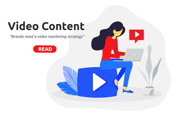 Social video marketing concept modern flat design