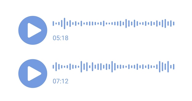 Social voice message Audio wave of sound with play button Podcast soundwave line Record music player