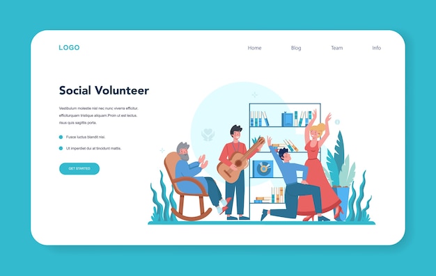 Social volunteer web template or landing page.