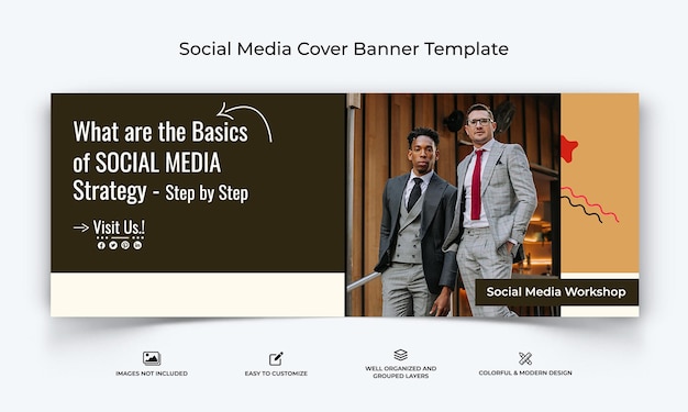 Social Workshop social media facebook cover banner template premium vector