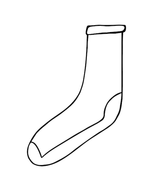 Sock for warming feet clothes doodle linear cartoon coloring