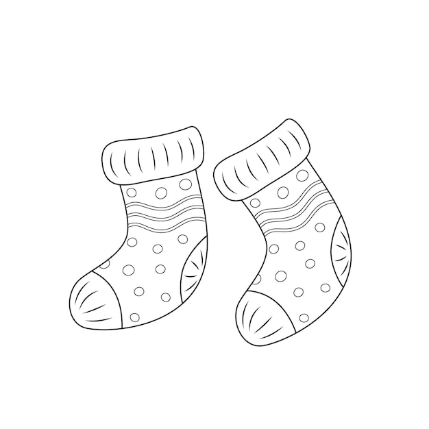 Socks with polka dots Color me Black and white warm socks Vector