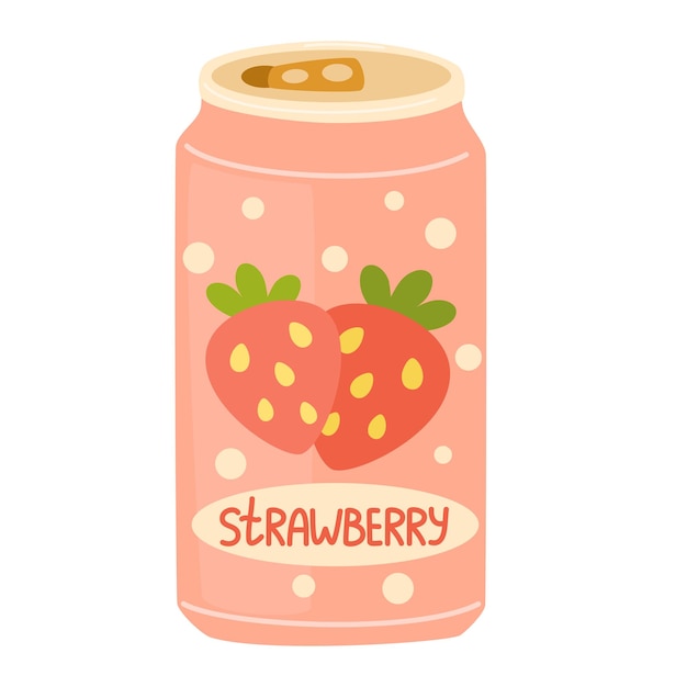 Soda drink strawberry lemonade in tin Fizzy carbonated berry flavored beverage