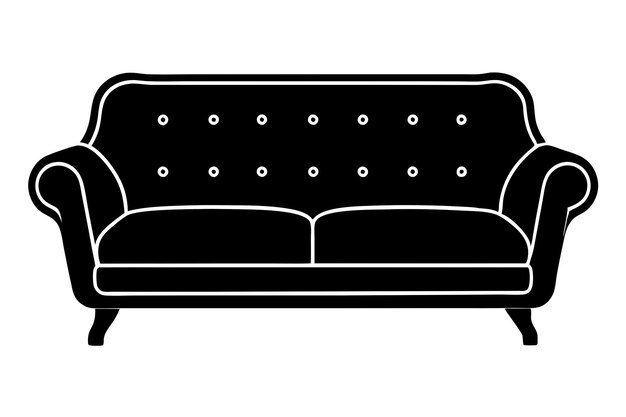 Vector sofa icon silhouette vector illustration on white background