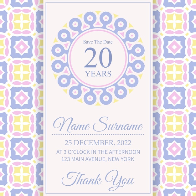 Soft abstract pattern birthday invitation design