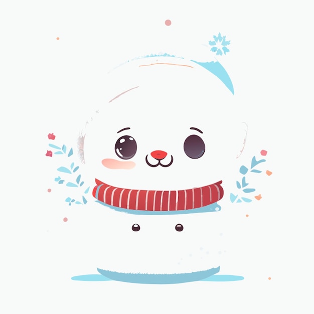 soft blended watercolor illustration of a cute snowman in the north pole 2d style childrens wate