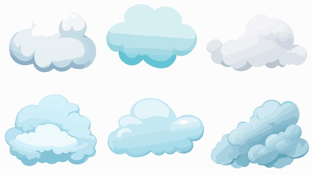 Vector soft cartoon clouds fluffy round curly shapes