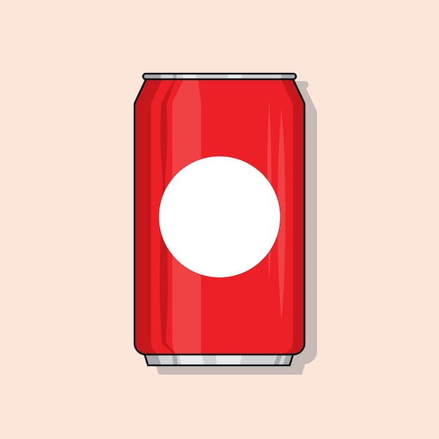 Soft drink can in red can flat cartoon style suitable for banner sticker