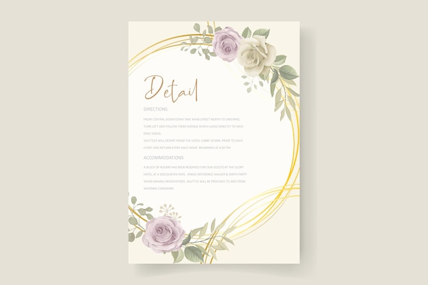 Soft floral and leaves wedding invitation card design