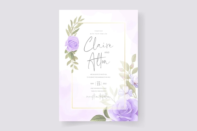 Soft floral and leaves wedding invitation card design