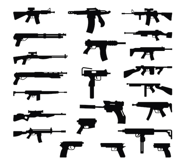 soft gun Silhouettes Vectors