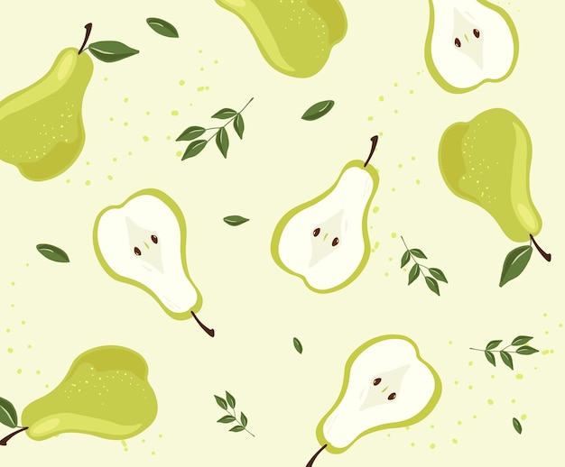 soft patterned background with pear fruit icon illustration set fruit pattern wrapping paper fabric