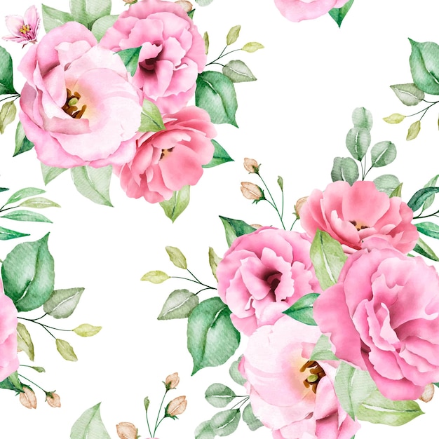 soft pink watercolor floral seamless pattern