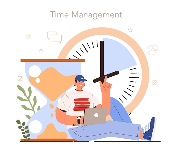 Soft skills concept business people or employee with time management