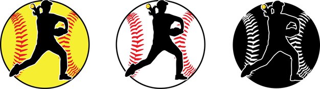 Vector softball girl softball silhouette girl baseball player clip art