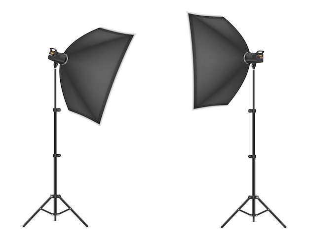 Softbox with flash on tripod for a photo studio vector illustration