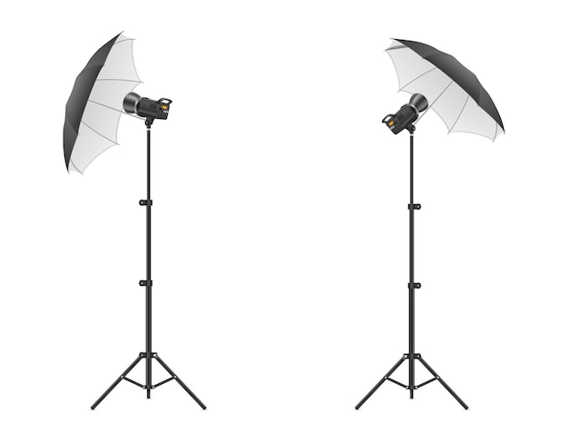 Softbox with flash on tripod for a photo studio vector illustration