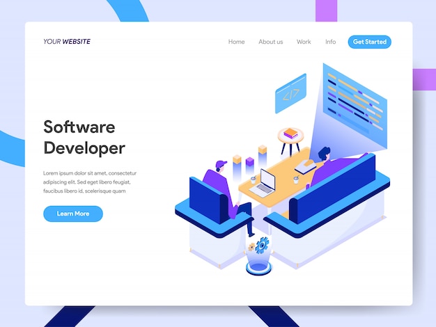 Software Developer Isometric Illustration for website page