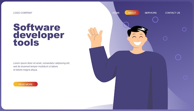 the software developer landing page template can be used for digital and print