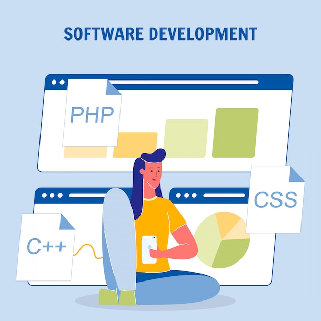 Software Development Color Vector Poster with Text