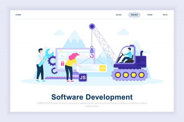 Software development modern flat landing page