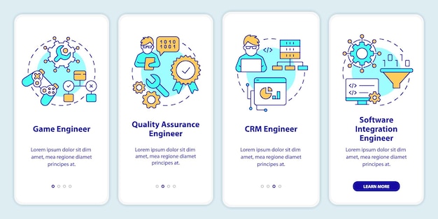 Software engineer paths onboarding mobile app screen