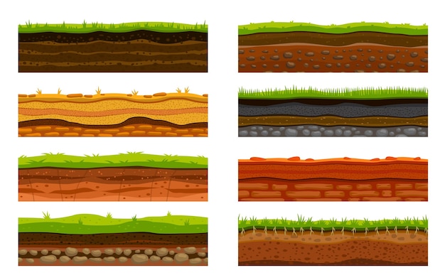 Soil ground layers cartoon game level landscape