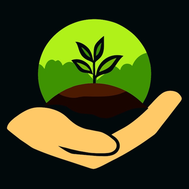 soil in hand vector illustration