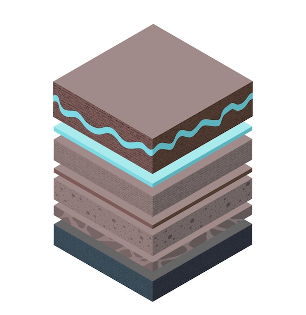 Soil layers geological and underground beneath nature landscape isometric slice