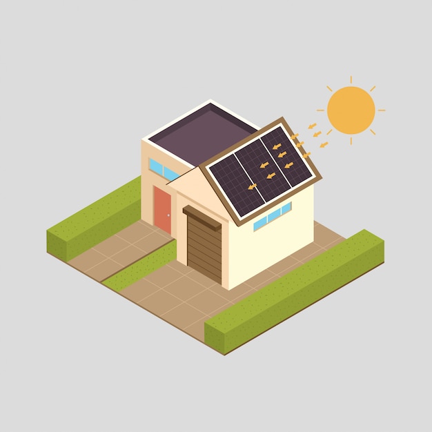 Solar energy  concept illustration with house.