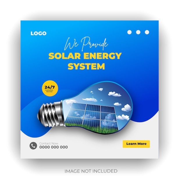 Solar energy panel and social media post for advertising banner template