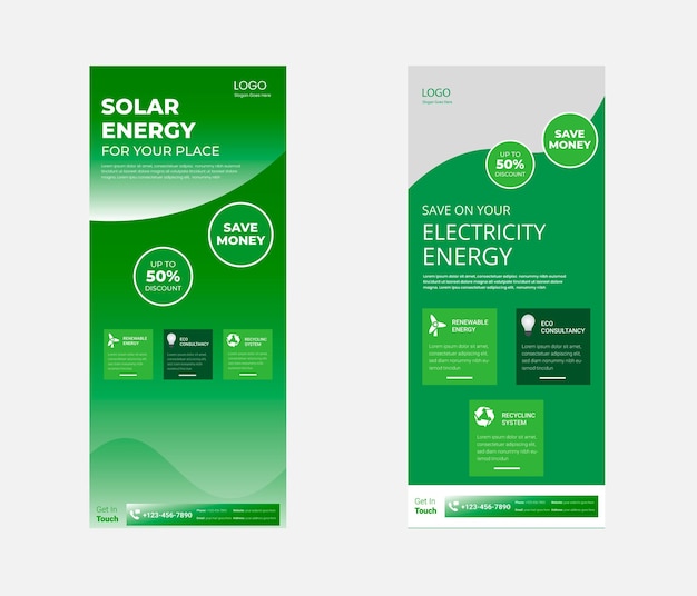 Solar Energy Roll up Banner Design Go Ggreen Save Energy Roll up leaflet template Solar Energy poster template Go Ggreen Save Energy DL Flyer