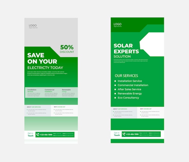 Solar Energy Roll up Banner Design Go Ggreen Save Energy Roll up leaflet template Solar Energy poster template Go Ggreen Save Energy DL Flyer