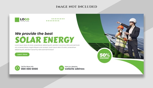 Solar Energy social media Facebook cover or web banner template design