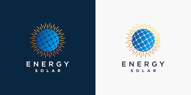 Solar logo design with modern creative concept Premium Vector