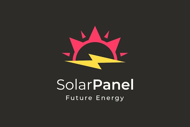 Solar panel energy logo with simple and modern shape for electricity manufacturing and installation company