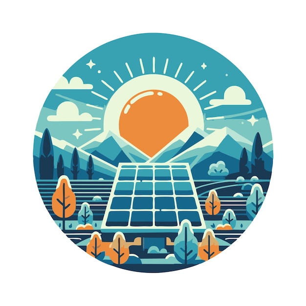 solar panel landscape flat vector design