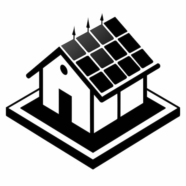 solar panels on the roof of a house converting sunshine into electricity vector illustration flat